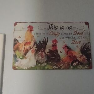 Rustic Rooster Wall Sign And Hen Piece- Multicolor